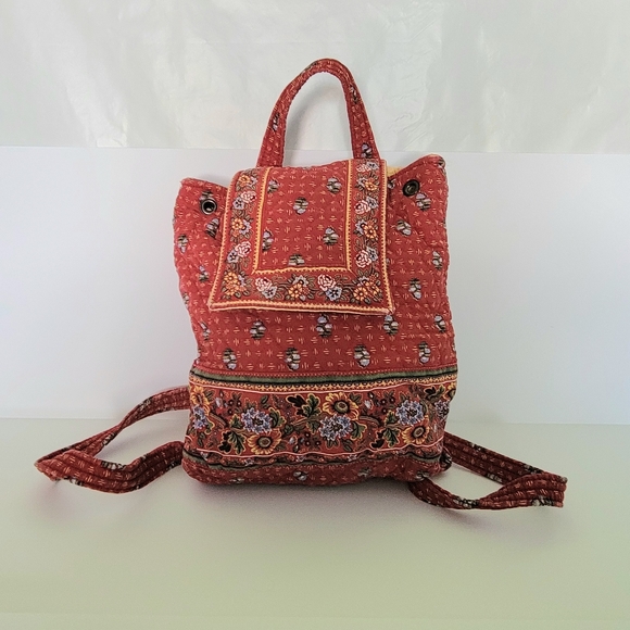 Vera Bradley Floral Red French Provincial Mini Backpack Purse Bag - Picture 1 of 5